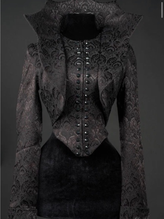 Draculaclothing Jackets & Blazers - Black Jacquard Tailored Peplum Jacket